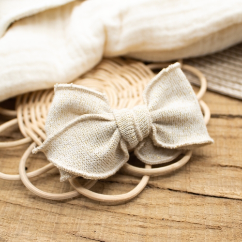 Barrette beige fils dorés