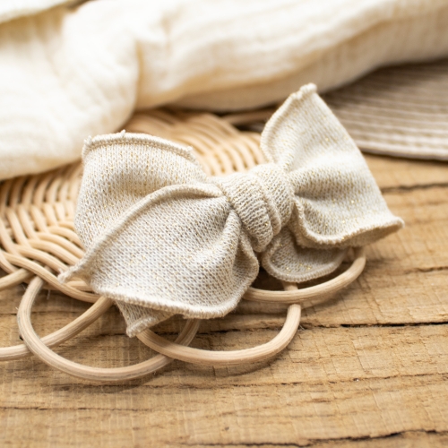 Barrette beige fils dorés