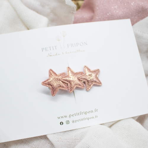 Pince étoiles roses irisées