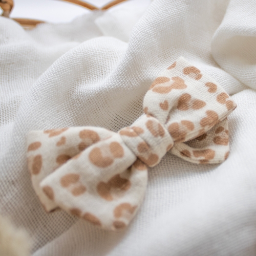 Nœud motif léopard beige