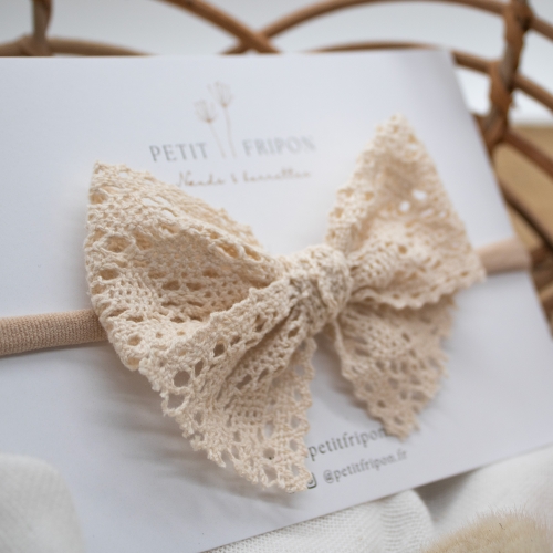 Headband dentelle beige