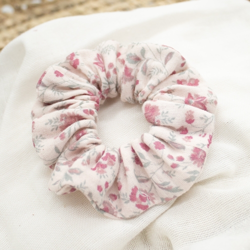 chouchou fleuri rose coton fait main Petit Fripon