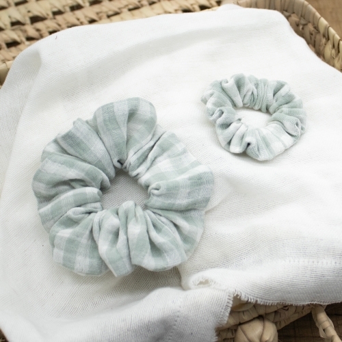 chouchou vichy vert menthe coton fait main Petit Fripon