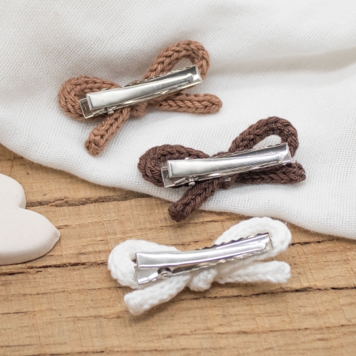 Lot de 3 barrettes tricot – Chocolat