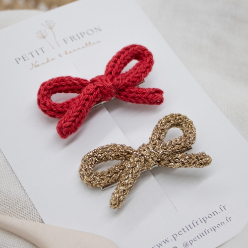 Duo de Pinces Nœuds Rouge & Doré