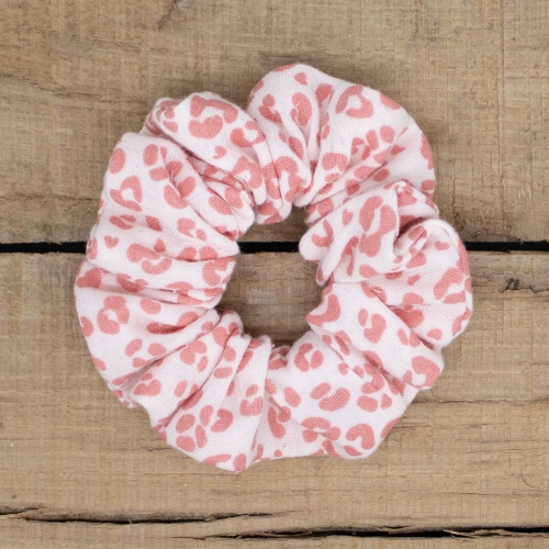 Chouchou léopard rose