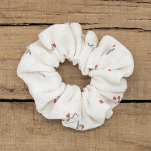 Chouchou écru motif cerises