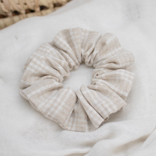 Chouchou à carreaux beige