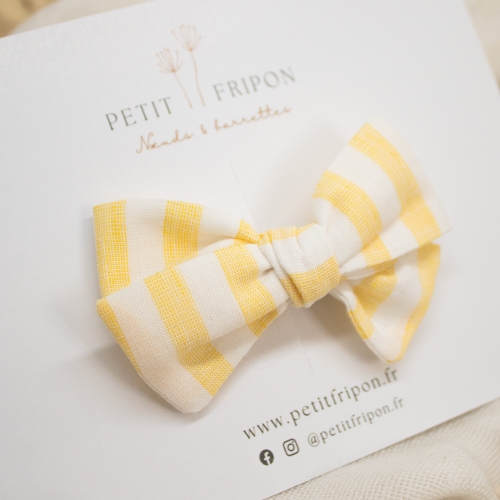 Nœud en lin rayé jaune