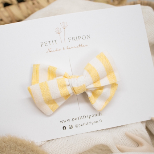Nœud en lin rayé jaune