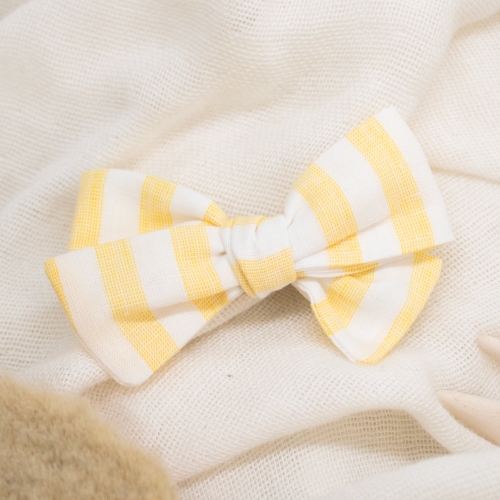 Nœud en lin rayé jaune