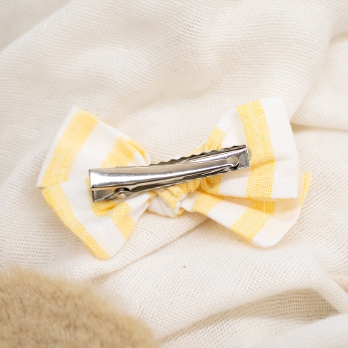 Nœud en lin rayé jaune