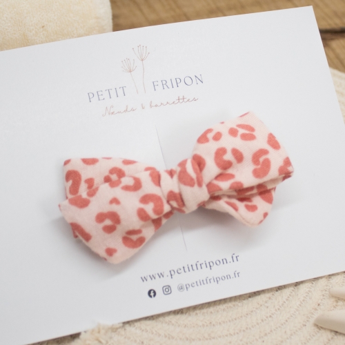 Nœud motif léopard rose