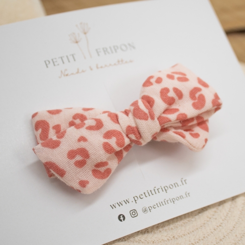 Nœud motif léopard rose