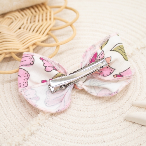 Nœud fleuri rose en popeline de coton