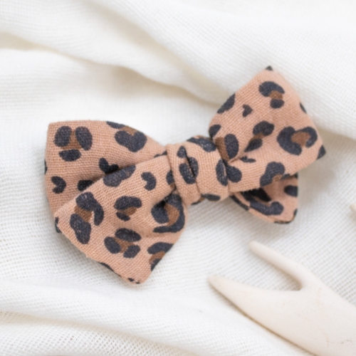 Nœud motif léopard caramel