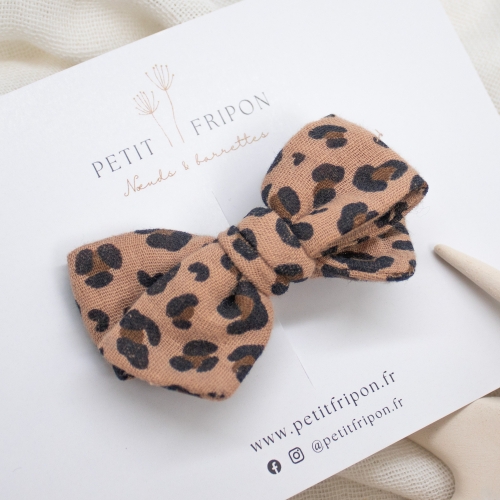 Nœud motif léopard caramel