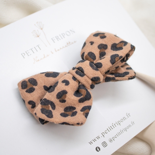 Nœud motif léopard caramel
