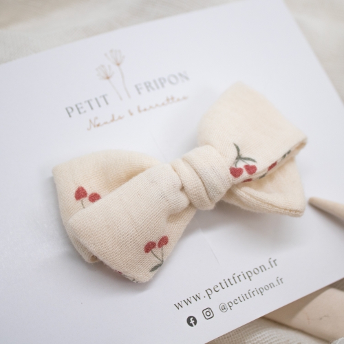 Nœud écru motif cerises