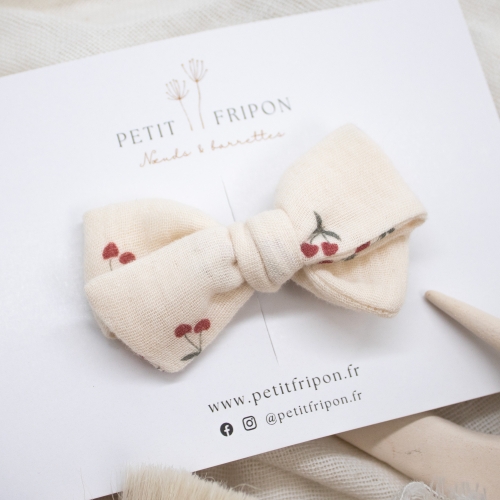 Nœud écru motif cerises