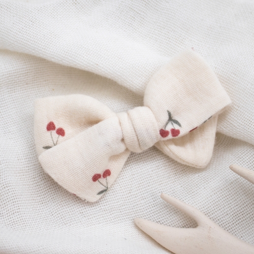 Nœud écru motif cerises