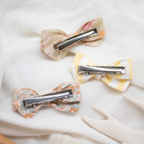 Lot de 3 nœuds fleuri rayé jaune floral pastel