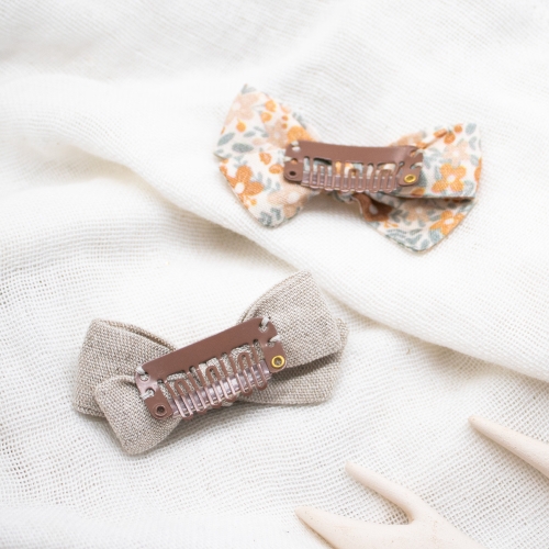 Duo de barrettes fleuri pastel lin